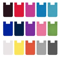 universal mobile phone card case back sticker elastic soft silicone credit card holder colorful adhesive rear cover pouch