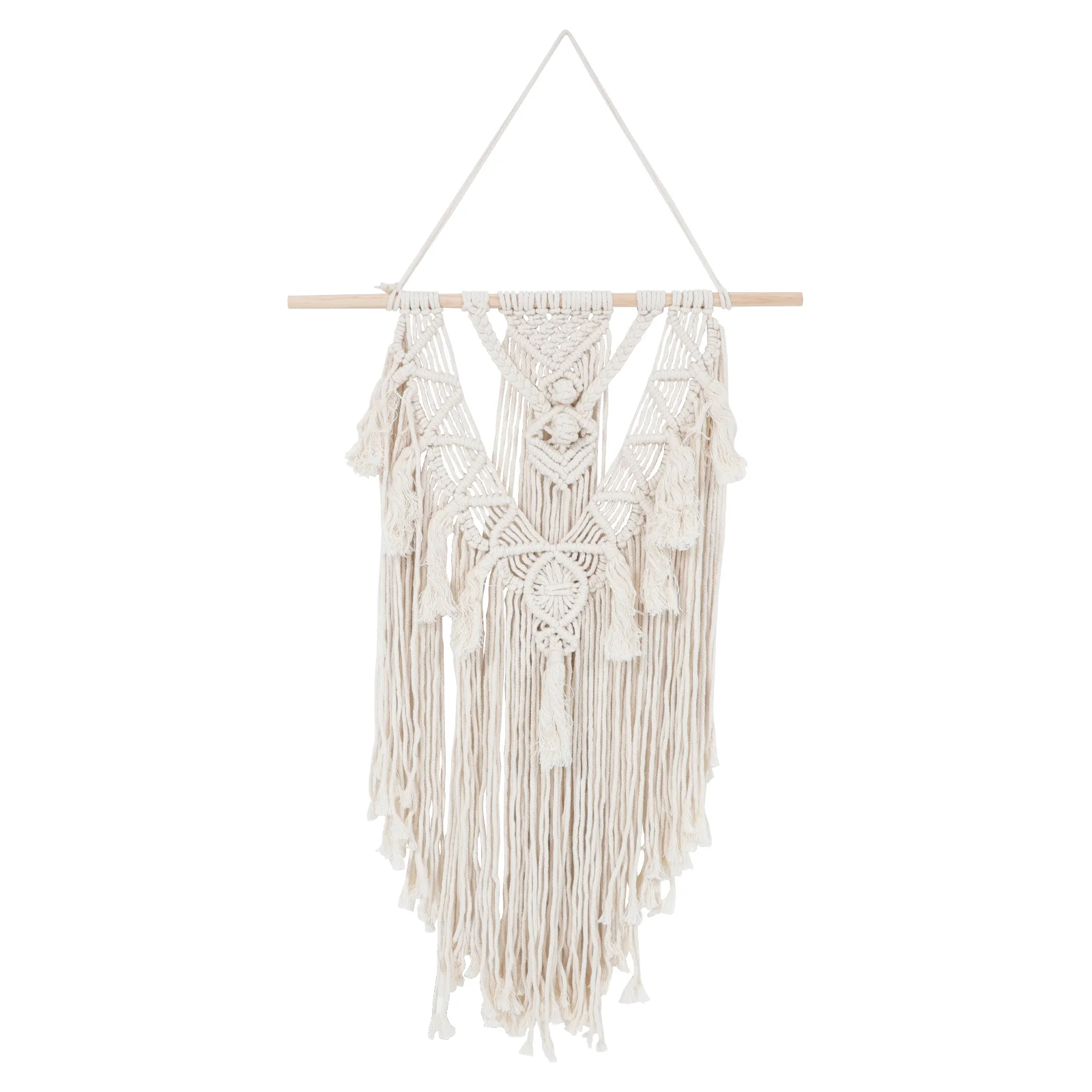 

1pc Bohemian Hand-woven Cotton Cord Tapestry White Cotton Upholstered Tapestry
