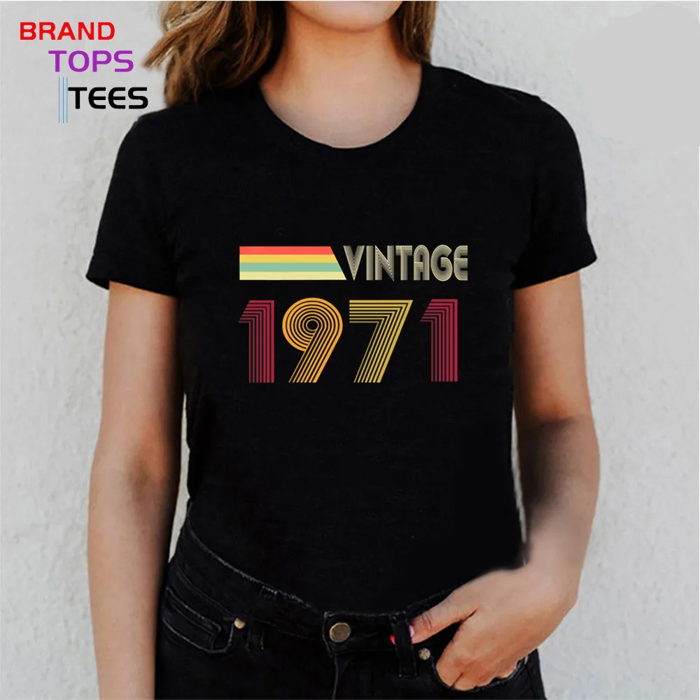 

Винтаж 1971 футболка для женщин в стиле ретро, родившиеся в 1971 футболки 49th на день рождения идеально Подарочная футболка для матери, футболки, ...