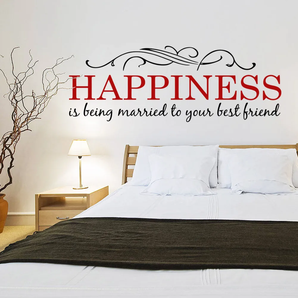Английская Цитата пословица счастье наклейки на стену для спальни стены в