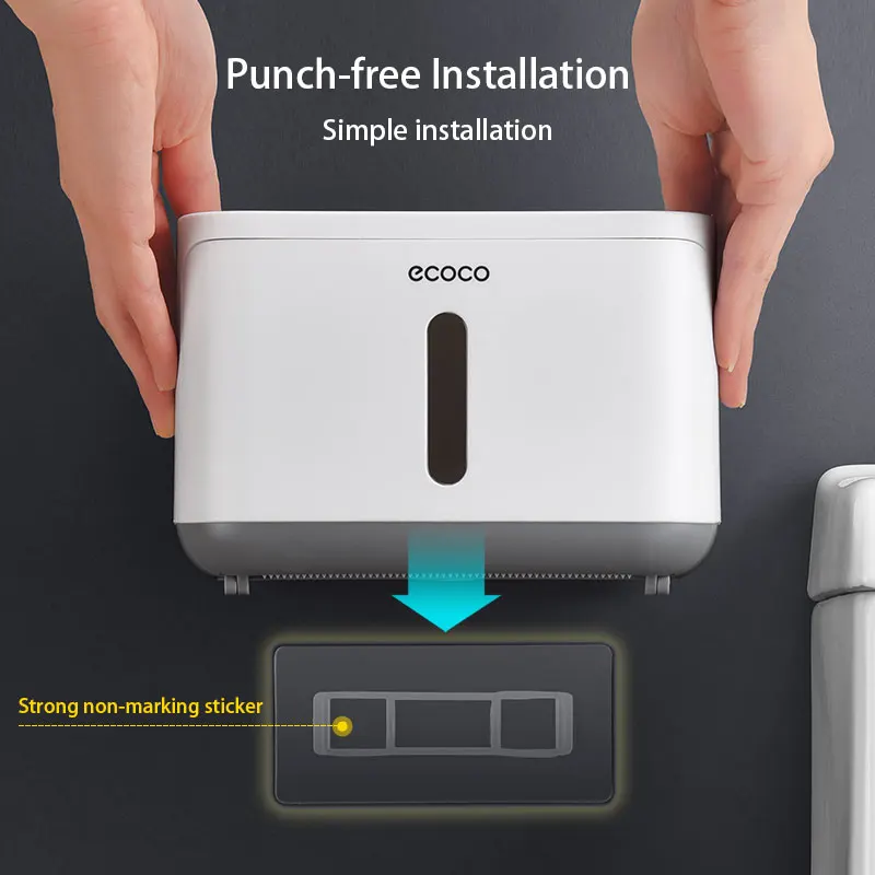 

Bathroom Toilet Paper Holder Waterproof Wall Mounted for Toilet Paper Tray Roll Paper Tube Storage Box Tray Tissue Box Shelf