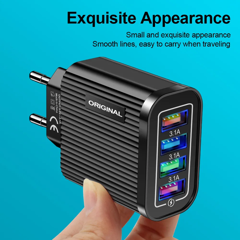 Зарядное устройство для телефона 4 порта USB быстрое зарядное адаптер 5 В 3 А Iphone
