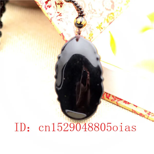 Ожерелье из натурального черного обсидиана с подвеской в виде феникса модное