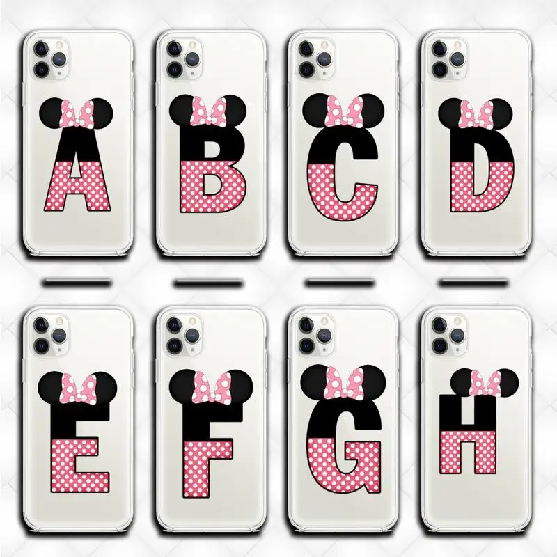 

KPUSAGRT Bow letters Phone Case clear for iphone 12 pro max mini 11 pro XS MAX 8 7 6 6S Plus X 5S SE 2020 XR cover
