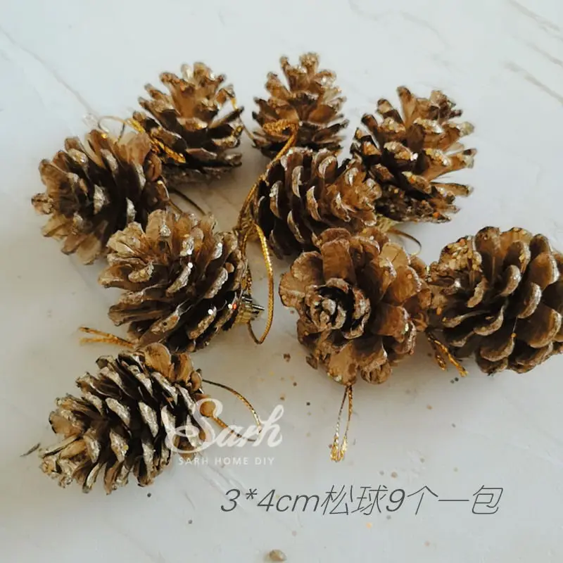 9pc Pine cone A Рождественская елка сосновые шишки сани торт Топпер для рождественские вечерние принадлежности Снеговик Санта Клаус Декор год выпечки Любовь Подарки - Цвет: 9pc Pine cone A