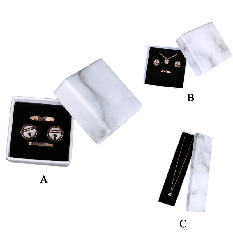 

Marble Jewelry Box Necklace Bracelet Rings Carton Packaging Display Box Gifts Jewelry Storage Organizer Holder Square minimalism