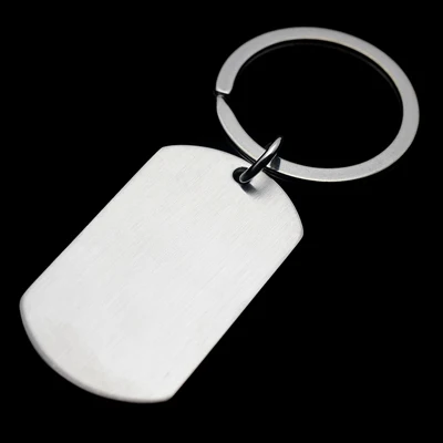 Key Chain No Engrave Men's Military Army Matt Silver Stainless Steel Blank Dog Tag Charm Key Chain Pendant Necklace 60CM Long - Окраска металла: Key Chain No Engrave