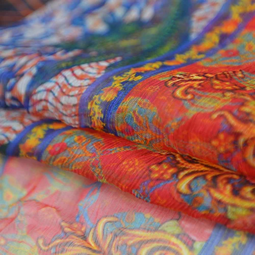 Fashion striped print 100% pure silk crinkle georgette gauze fabric SCG520 | Дом и сад