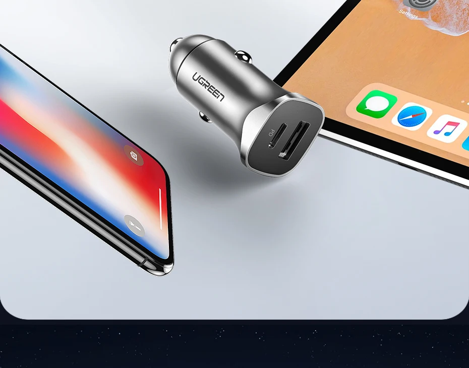 Ugreen Quick Charge 4.0 3.0 QC USB Car Charger for Xiaomi QC4.0 QC3.0 18W Type C PD Car Charging for iPhone 11 X Xs 8 PD Charger