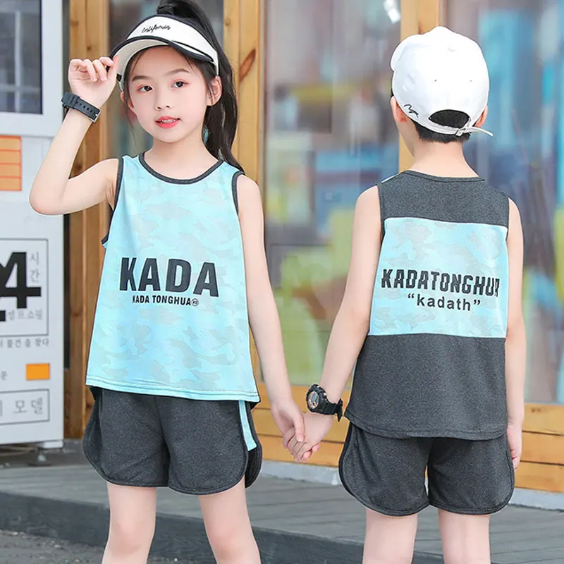 

Children's Clothes 2021 New Kids Clothing Boys Tracksuit Sleeveless Tops Shorts Set Girls Sports Wear Casual Thin Outfit Outdoor