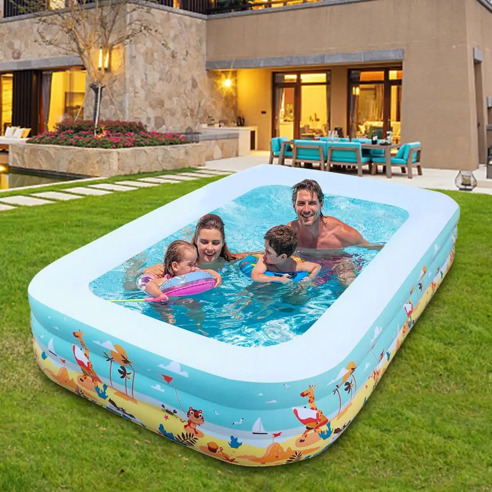 

1.3/1.5/1.8/2.1/2.6MThree-Layer Inflatable Swimming Pool Children Ocean Ball Paddling Pool Bathing Tub Summer Rectangular Pool