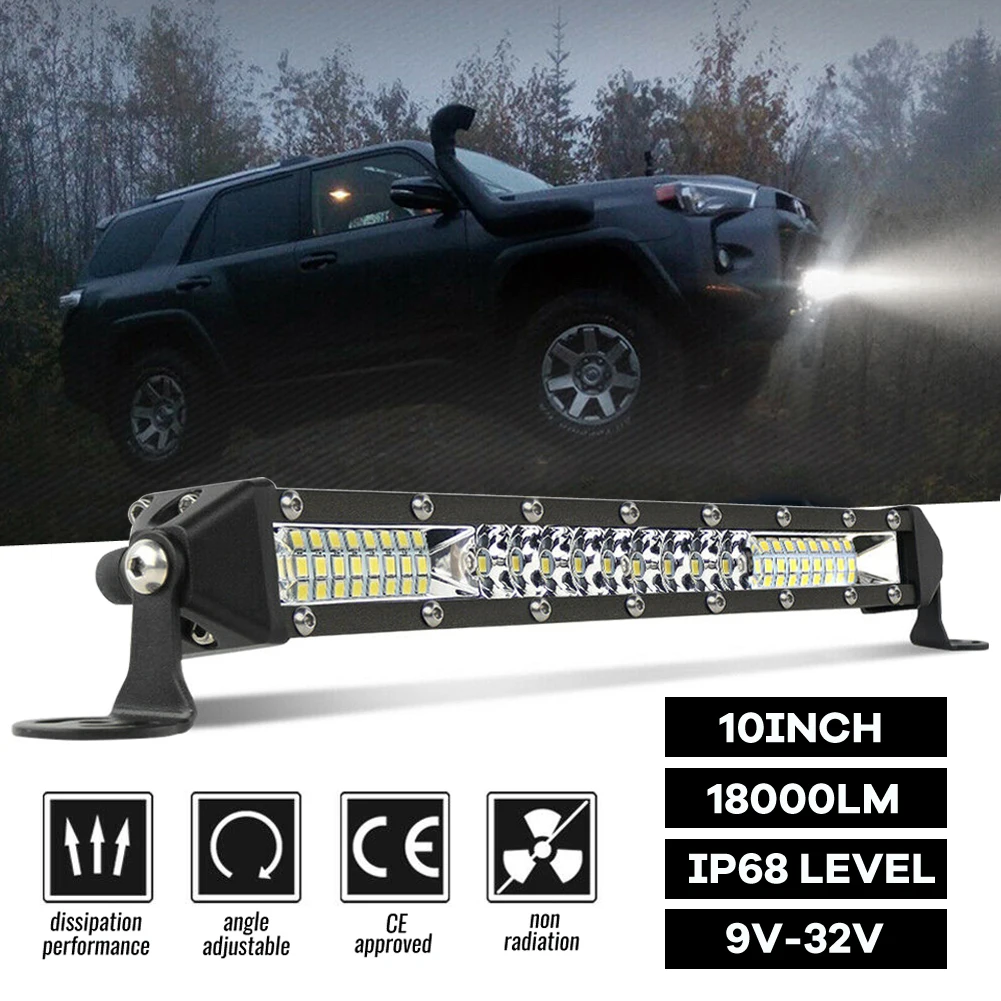 

10"inch Slim LED Light Bar Spot Flood Combo Offroad Driving ATV 4WD SUV ATV RZR