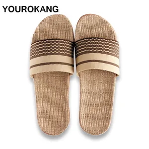Домашние шлепанцы для пар; Мужская Летняя обувь; Тапочки льняные Высококачественные Домашние тапки унисекс для влюбленных