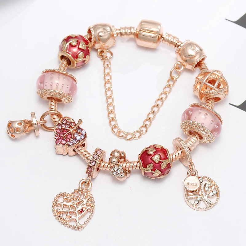 Женские браслеты-шармы BAOPON модные браслеты из розового золота с кристаллами и