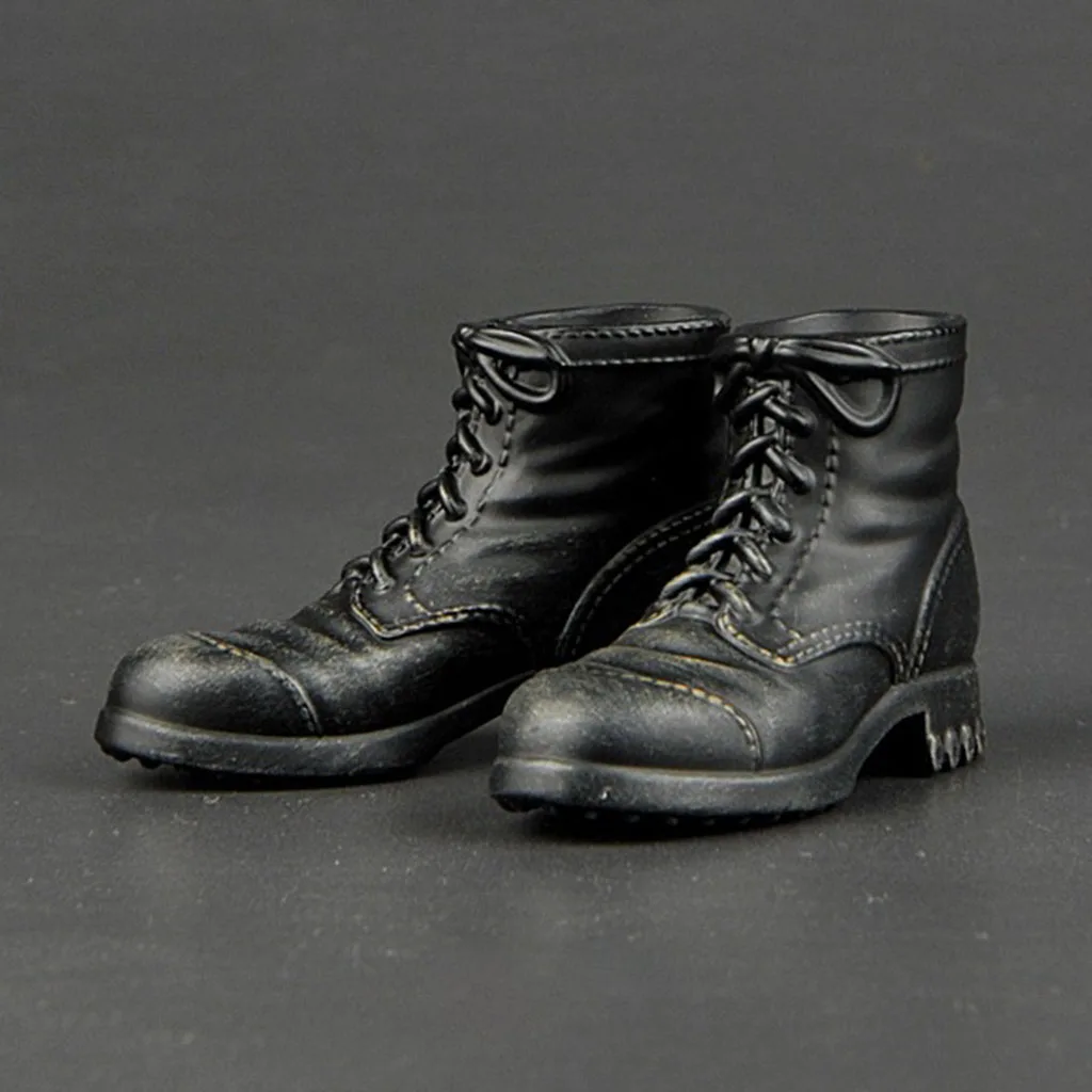 Mini 1:6 Vinyl Combat Shoes German Soldier Feet Lacing Ankle Army Combat Boots Action Figures Body Durable Costume Accessory