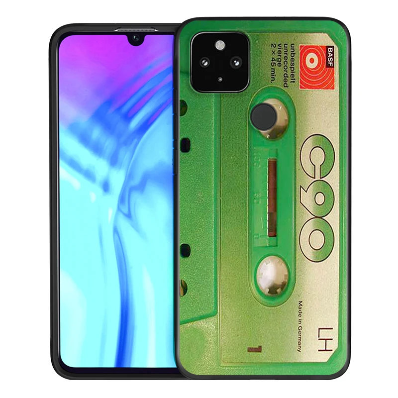 

Vintage Cassette Shockproof Cover for Google Pixel 5 4 4a XL 5G Black TPU Soft Phone Case