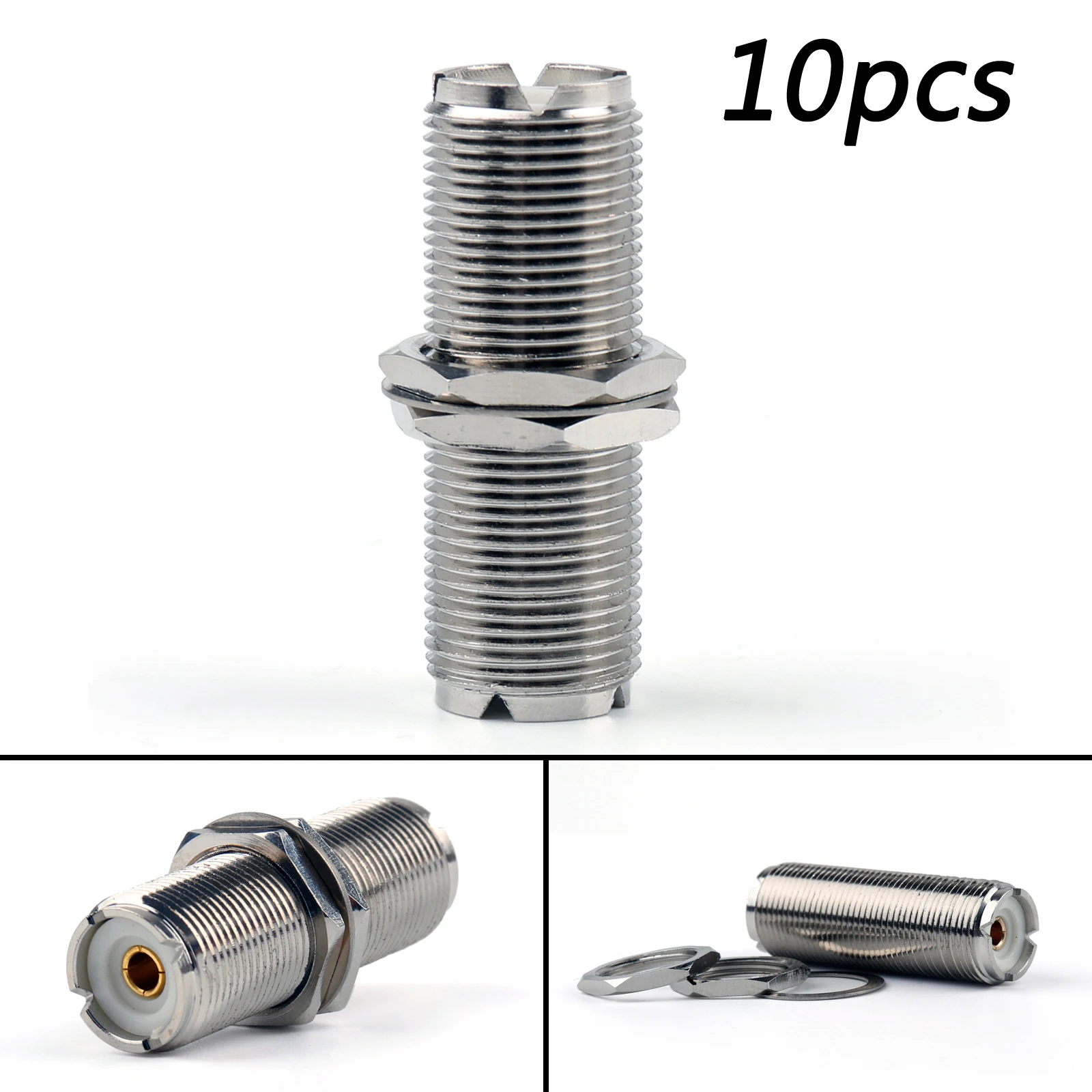 

Artudatech 10Pcs Adapter UHF Female Nut To SO239 Jack Nut Panel Mount Connector F/F Plug Parts