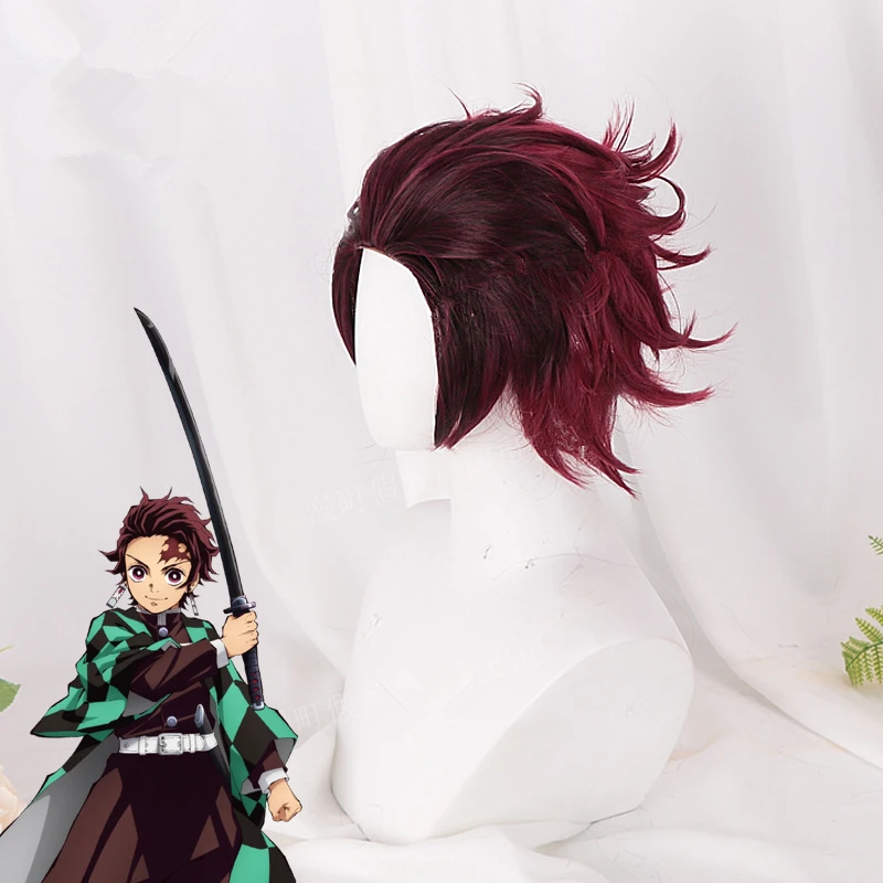 Demon Slayer: Kimetsu no Yaiba Cosplay Kamado Tanjirou Wig Agatsuma Zenitsu Unisex Curly Fuffy Hair Wigs Party Halloween Props