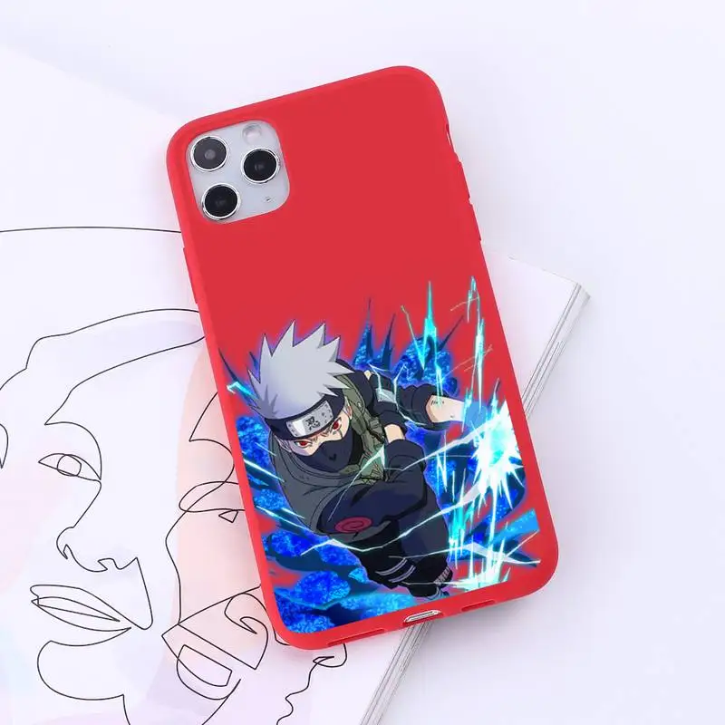 

Uzumaki Naruto Anime Kakashi Phone Case Red Candy Color for iPhone 6 7 8 11 12 s mini pro X XS XR MAX Plus
