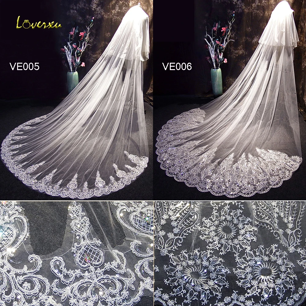 Loverxu аппликация свадьба в часовне вуаль белые слоновая кость Длинные Свадебные
