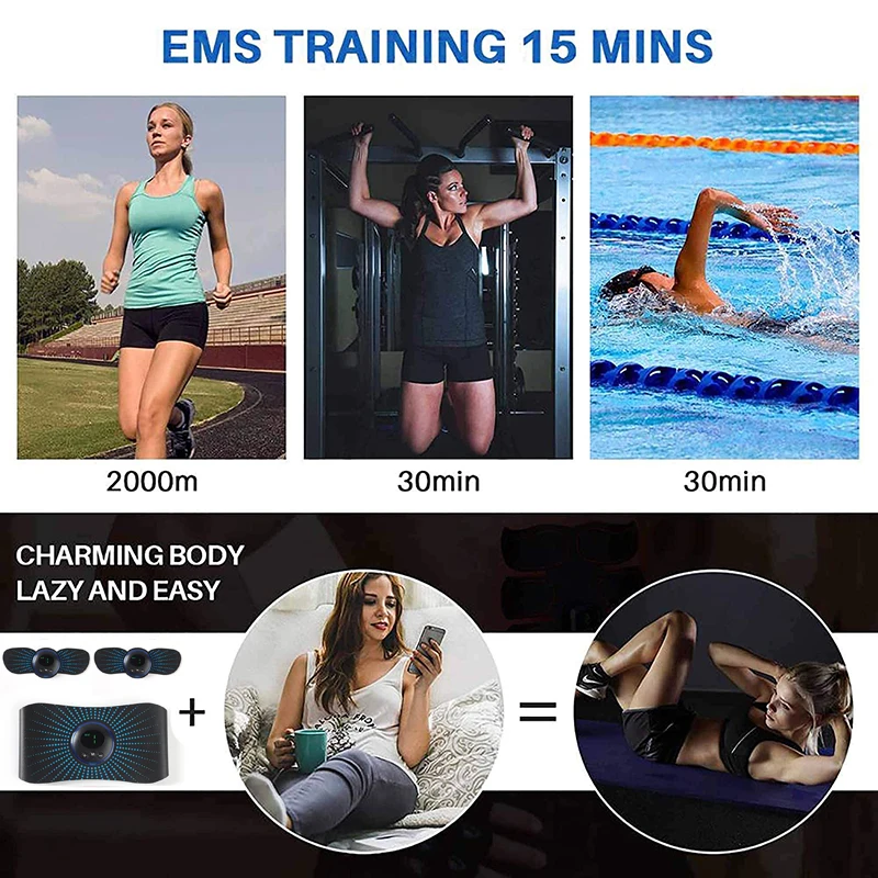 

Abs Stimulator Slimming Belt Electric USB Smart EMS Abdominal Muscle Trainer Toner Body Arm Leg Waist Weight Loss Fitness Unisex