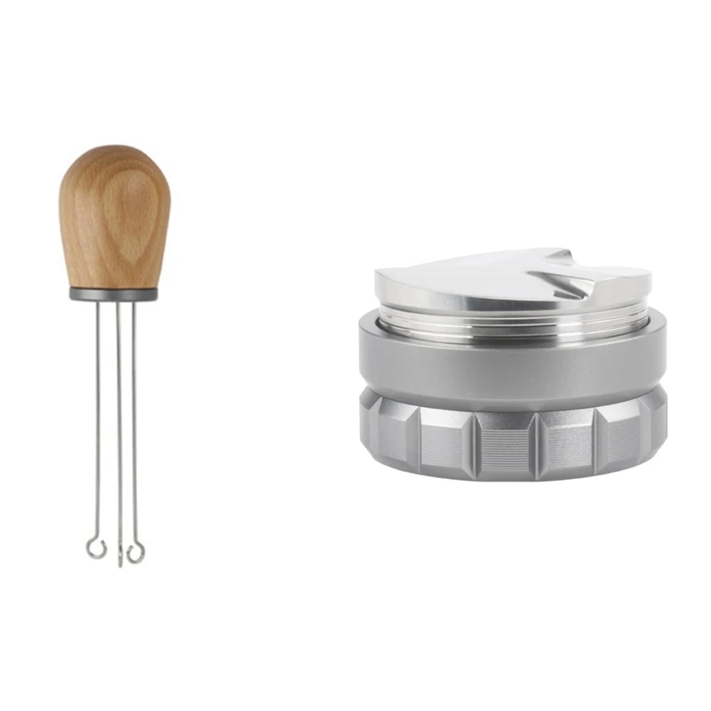 

Solid Wood Handle Needle Coffee Tamper,Coffee Tamper with 58mm Coffee Distributor,Espresso Distribution Tool/Leveler