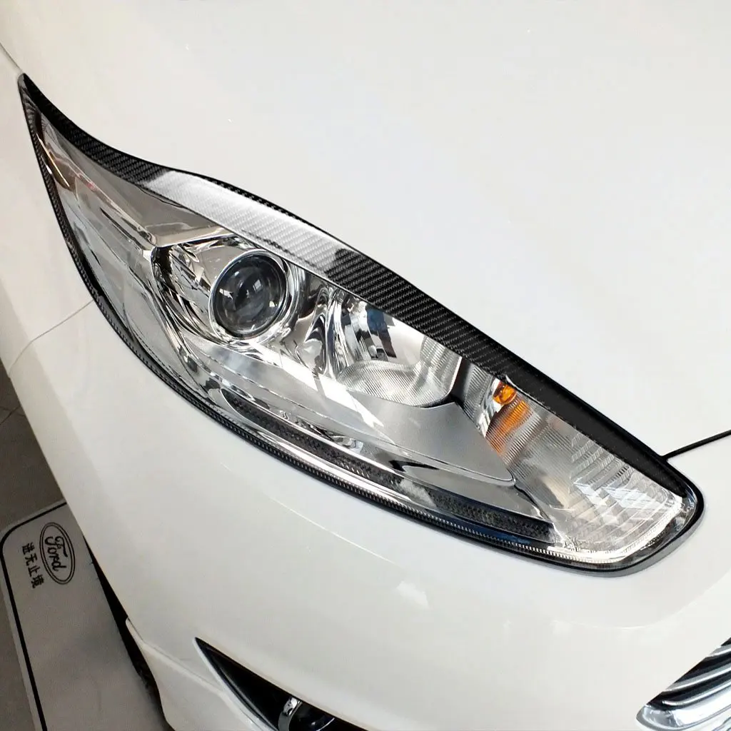 Real Carbon Fiber Headlight Eyelids eyebrow Cover Fit For Ford Fiesta 2013-2016 | Автомобили и мотоциклы