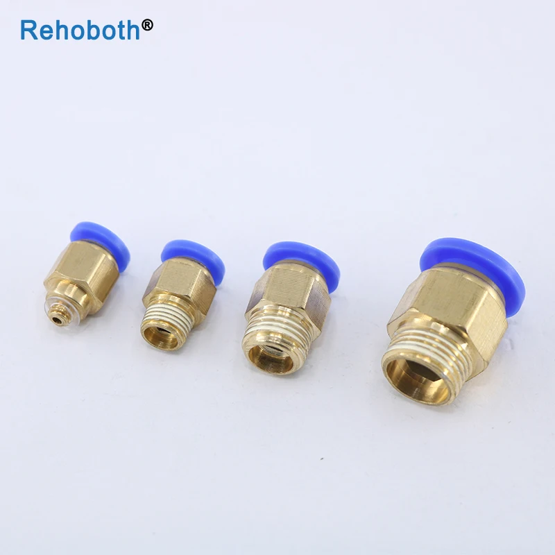 PC Series Blue Pneumatic Quick connector Inlet Pipe Joint 38-1 Brass 304 Stainless Steel Circlip External Thread Connector | Обустройство