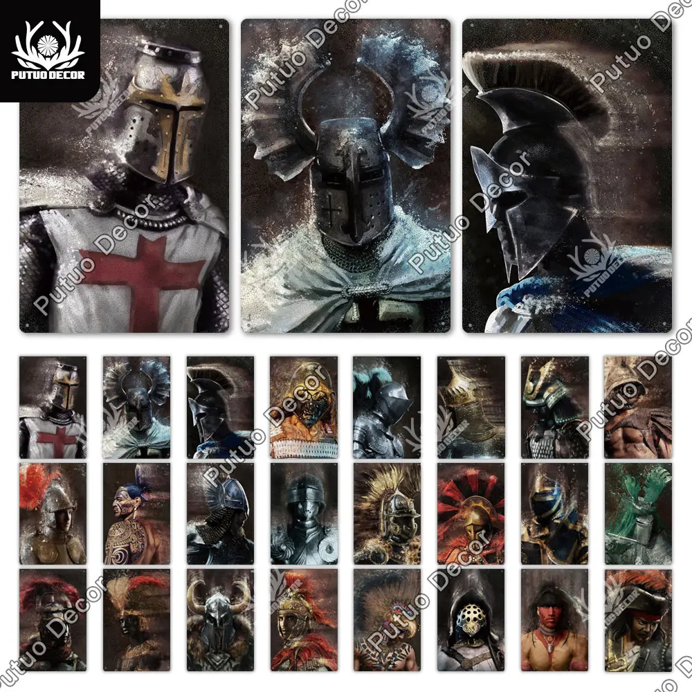 Putuo Декор средневековый воин винтажный металлический постер Ретро жестяной знак