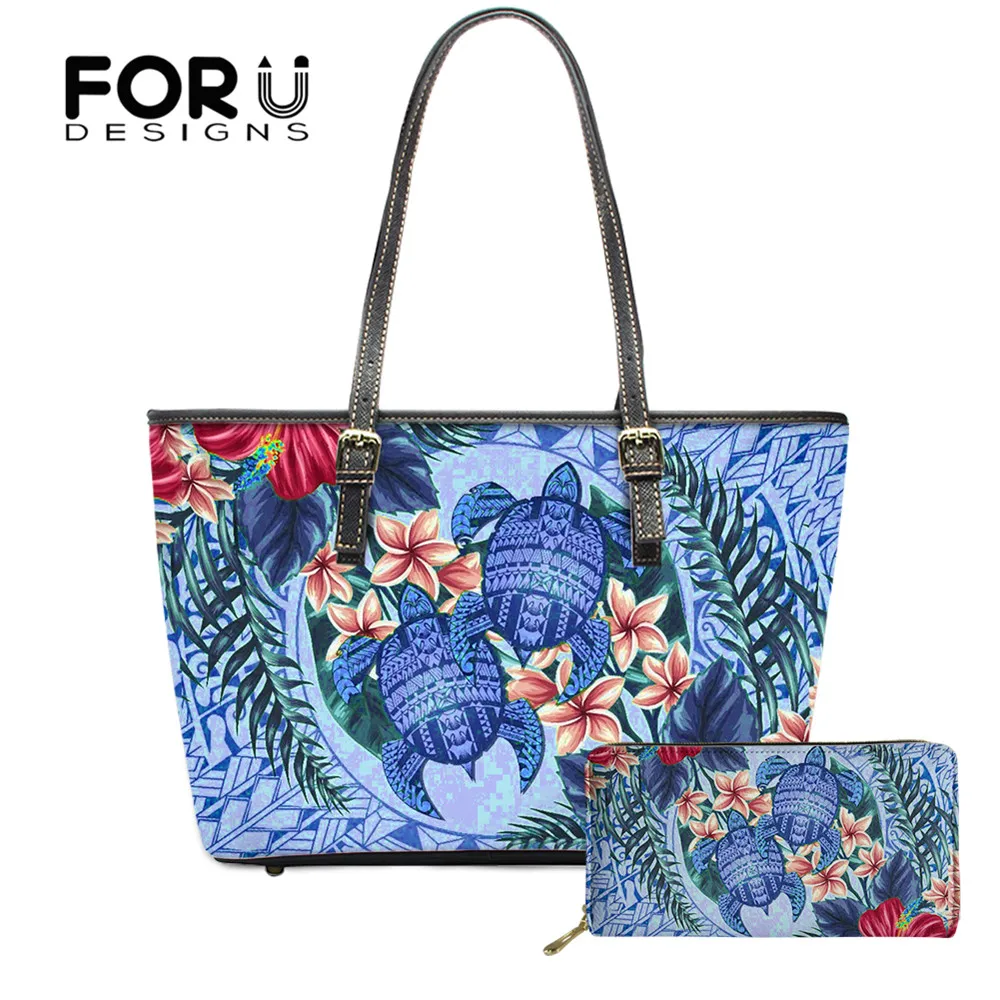 

Лидер продаж, стильная женская сумка на плечо FORUDESIGNS из искусственной кожи, поли-маори-черепаха, Плюмерия, женский роскошный длинный кошелек...