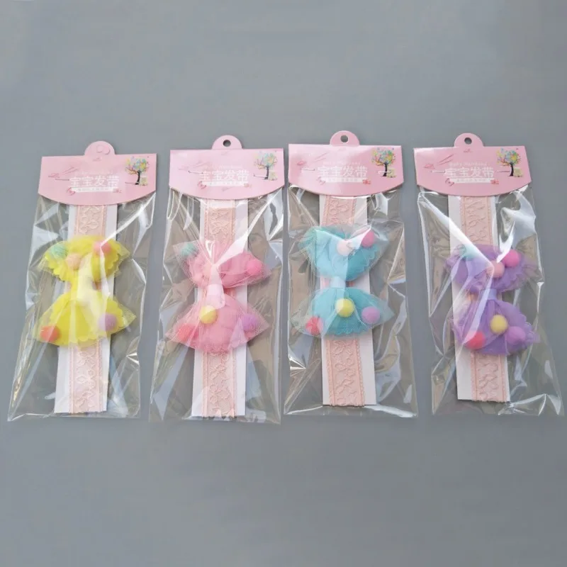 Модные кружевные сетчатые повязки на голову с бантом для маленьких девочек