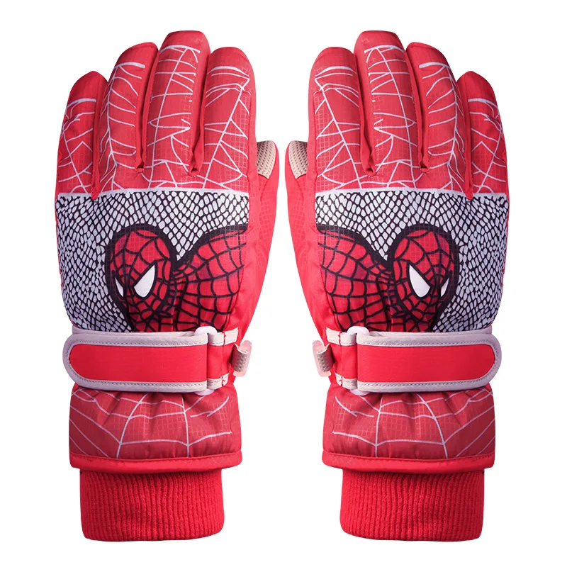 Лыжные перчатки спайдермена теплые водонепроницаемые милые Мультяшные