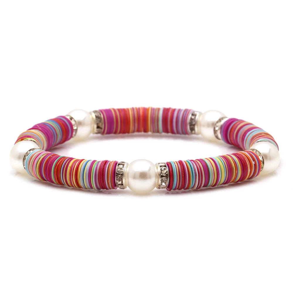 Разноцветные африканские виниловые диски в стиле бохо растягивающийся браслет