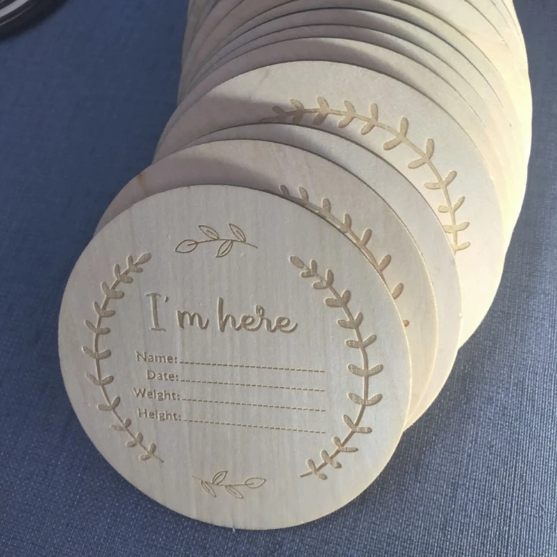 Tarjetas conmemorativas de nacimiento de madera para reci&eacute;n nacido, 2 uds., A2UB-4