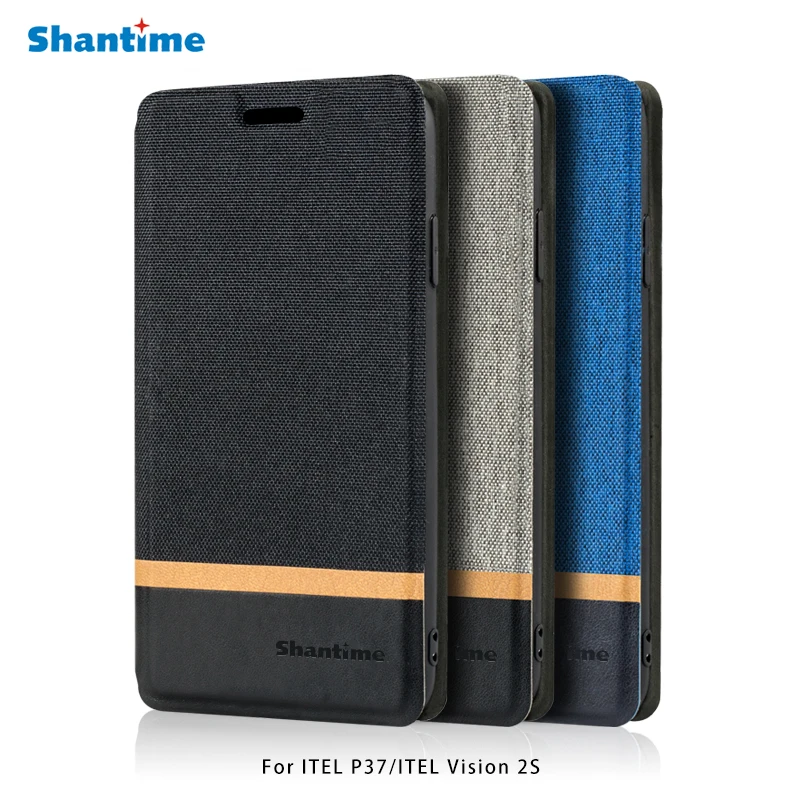 

Canvas PU Leather Phone Bag Case For ITEL P37 Flip Case For ITEL Vision 2S Business Case Soft Silicone Back Cover