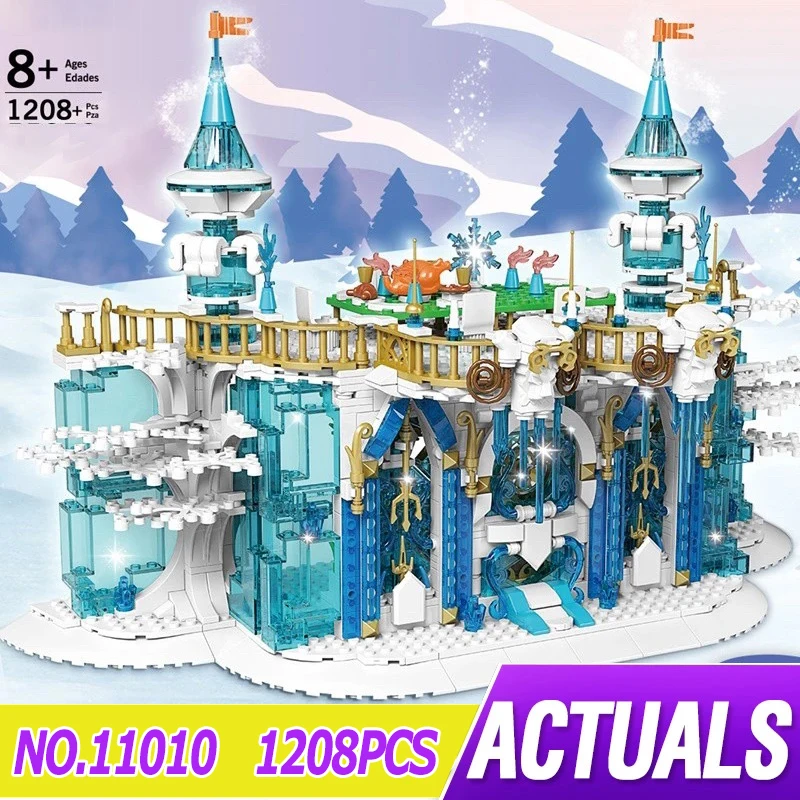 

Форма KING 11010 модель Ледяного Замка MOC, строительные блоки, наборы кирпичей, развивающая игрушка, рождественский подарок