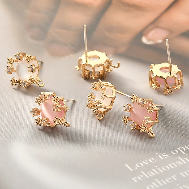 2 шт циркон цветок кошачий глаз круглый пояс висячая Серебряная игла кулон diy