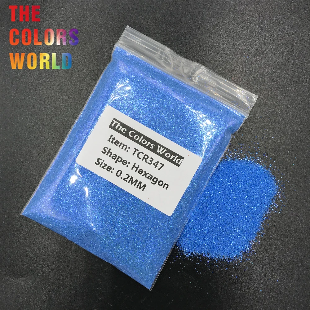 TCR347 переливчатая Радуга небесно-голубого цвета Шестигранная форма ногтей для УФ