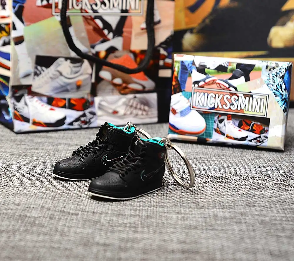 DIY Jordan Generation AIR JORDAN1 стерео 3D кроссовок фигурный брелок сумка Подвеска парный брелок - Color: a pair w metal  ring