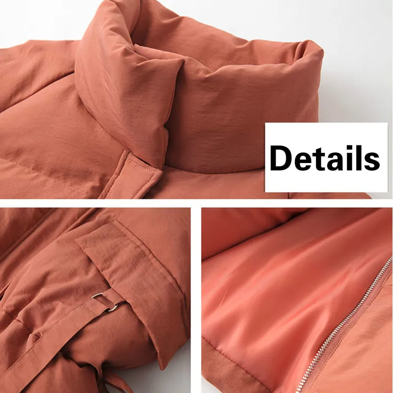 

Parkas Women Oversize 3XL Elegant Simple Solid Lace-up Design Korean Femme Coats Winter Clothing All-match Warm Girls Outwear
