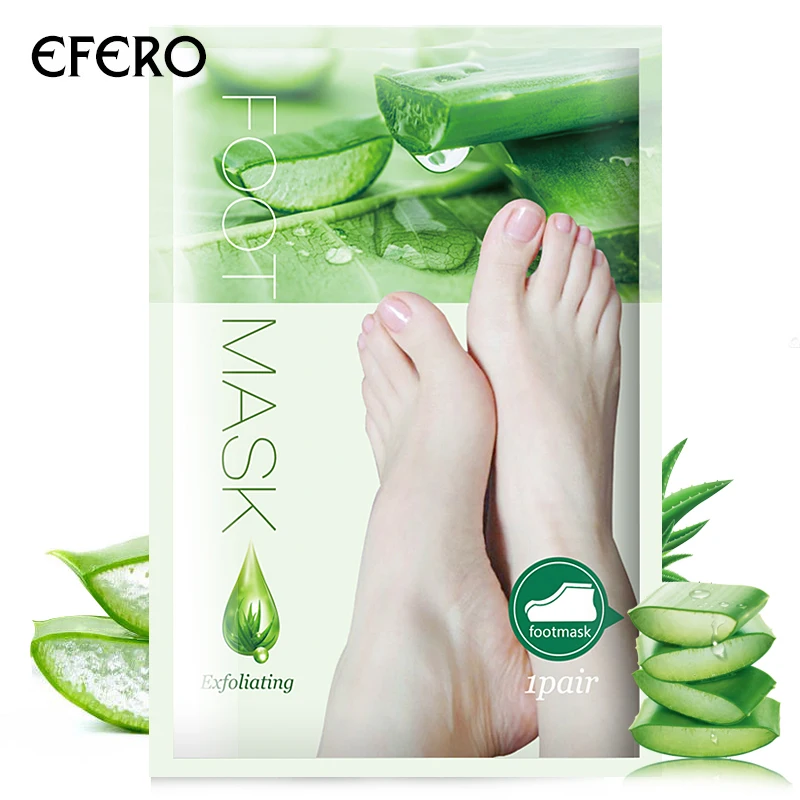 EFERO Aloe Feet Exfoliating Foot Mask Moisturizer Whitening Smooth Heel Remove Dead Skin Socks Mask Repair Foot Skin Foot Care