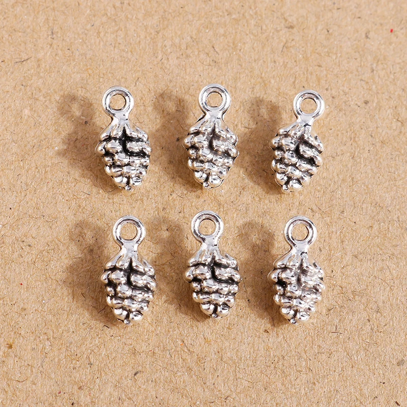 

30pcs 13*7mm Antique Silver Color Pine Cone Charms for Jewelry Making Cute Drop Earrings Pendants Necklaces DIY Crafts Supplies