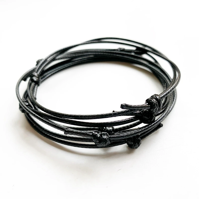 5 шт. браслет из черного шнура Регулируемый для мужчин и женщин кожаный шнур