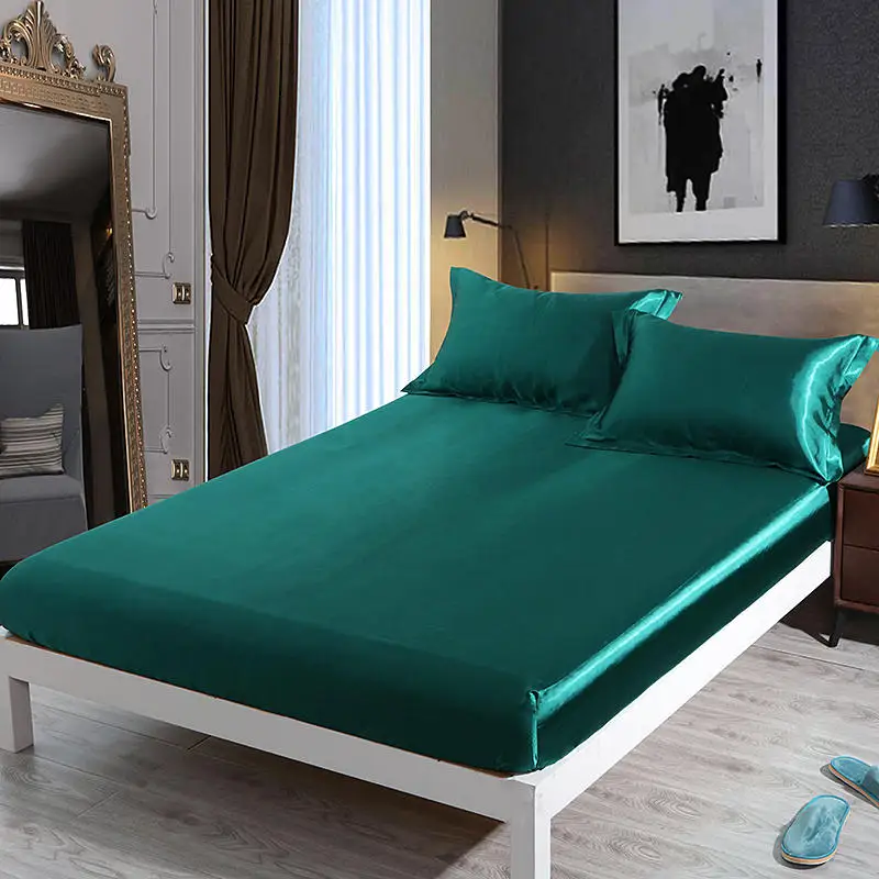 Роскошное мягкое атласное крутое постельное белье наматрасник простыня