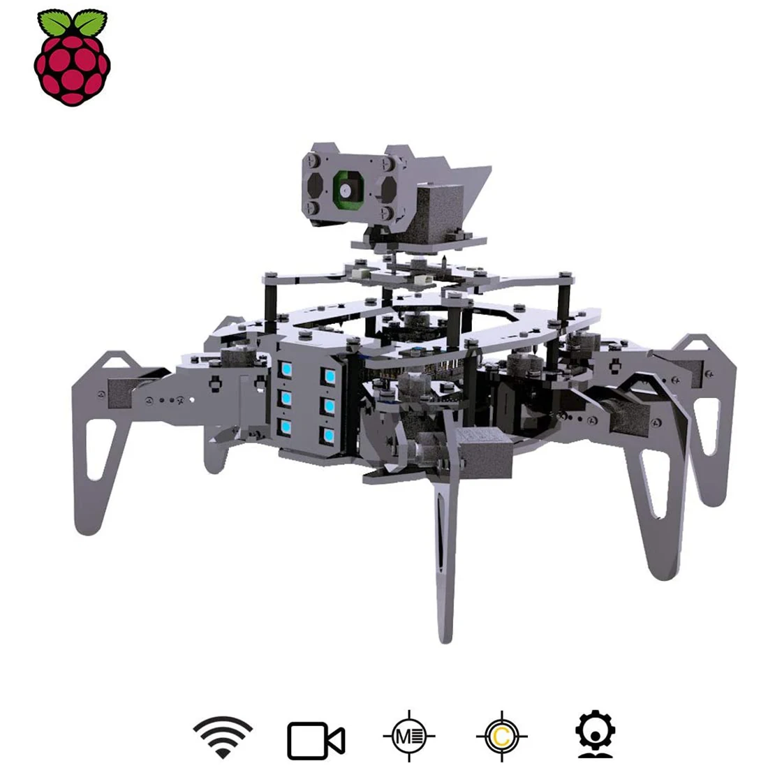 

Adeept RaspClaws Hexapod Spider Robot Kit with OpenCV Target Tracking Video Transmission Function Stem Crawling Robot for Pi 3