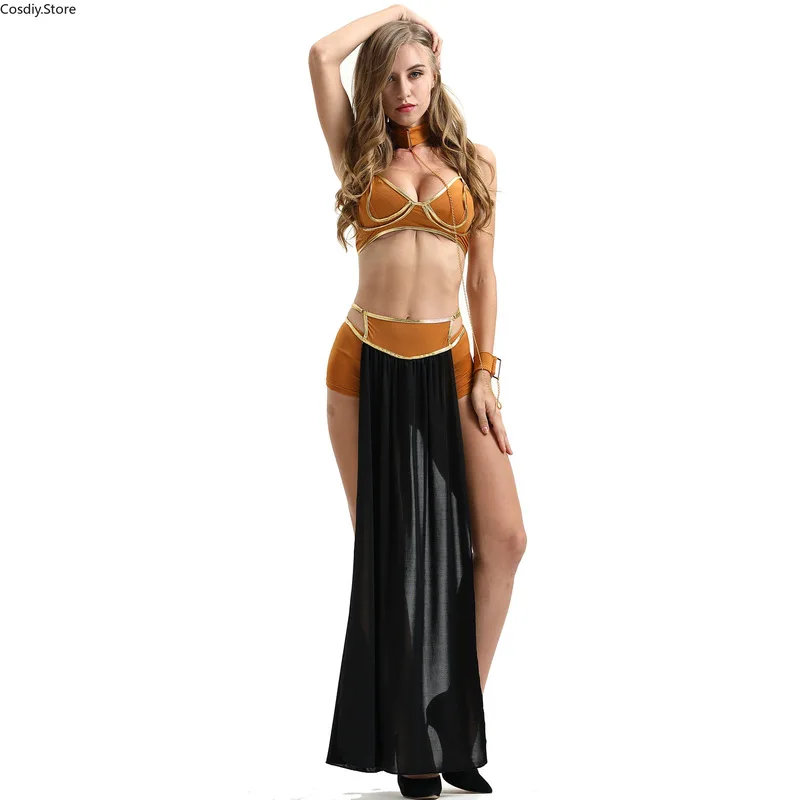 Сексуальный костюм звезда на Хэллоуин Wars Leia Slave Для женщин Арабский игры платье