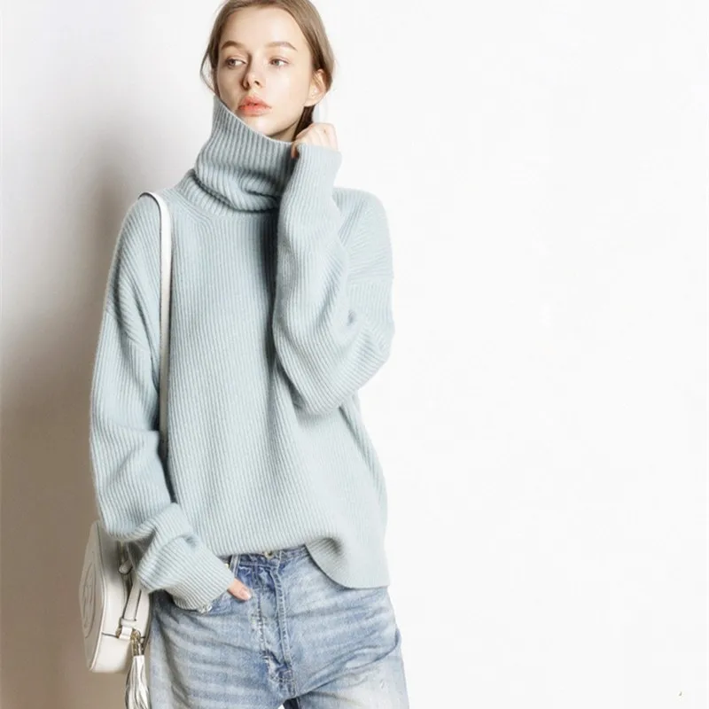 

winter sweater women cashmere sweaters and pullovers long sleeve loose women turtleneck pullover female cashmere knitted jumper