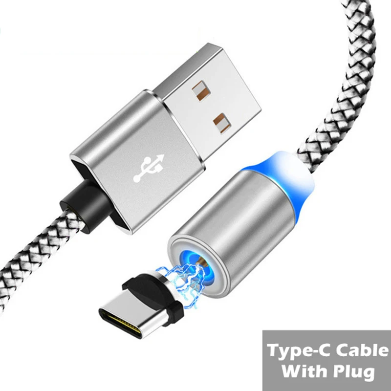 Быстрая зарядка USB C Micro для iPhone 11 Pro кабель длиной 1 м/2 м Megnetic зарядное устройство Шнур для OPPO A11 Reno A K5 A11x K3 A9x A1K 10x - Цвет: Silver Type C