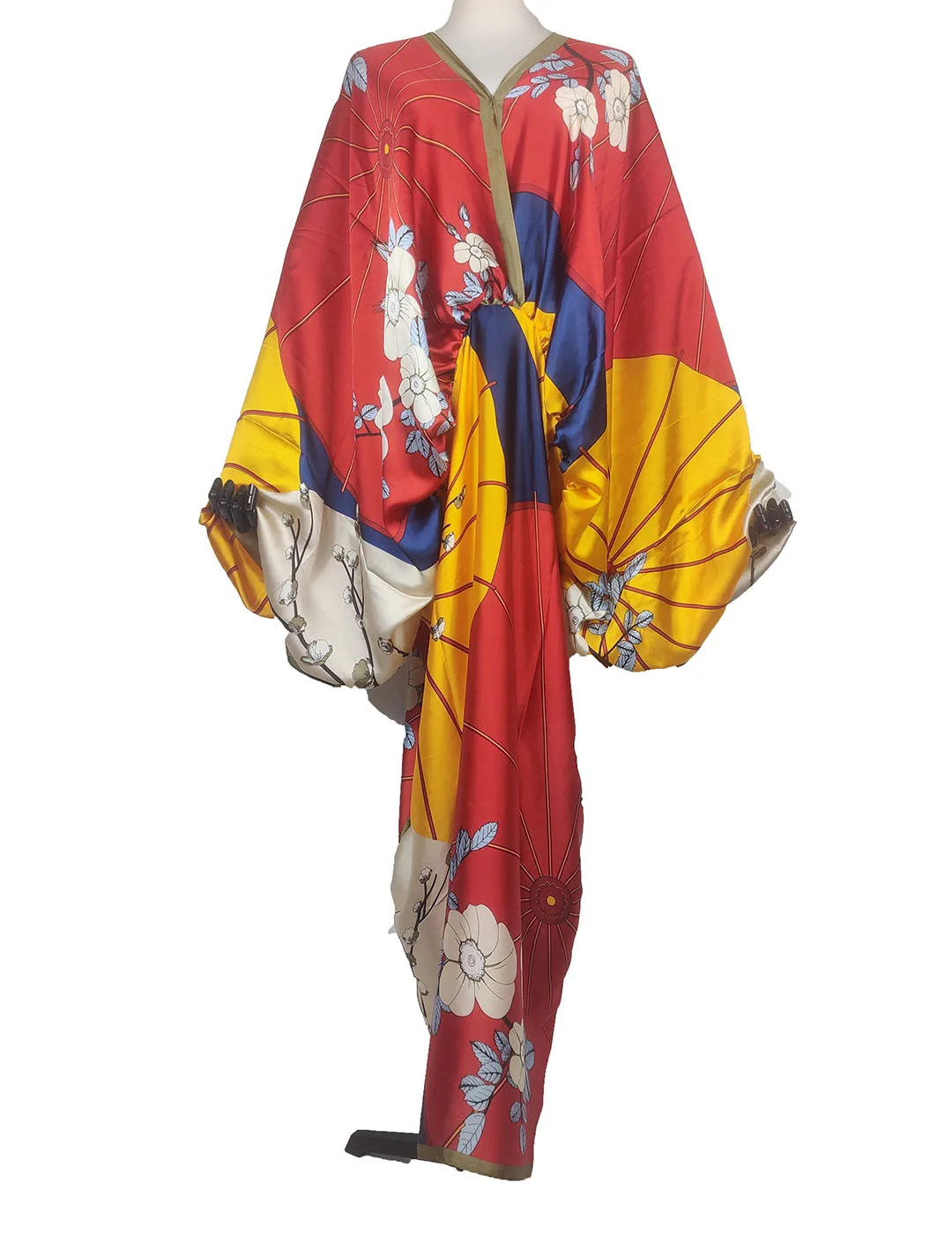 

Kuwait 2022 Traditional мусульманская одежда Floral Silk Bohemian Kaftan Vestidos Oversize African Loose Muslim Women BouBou