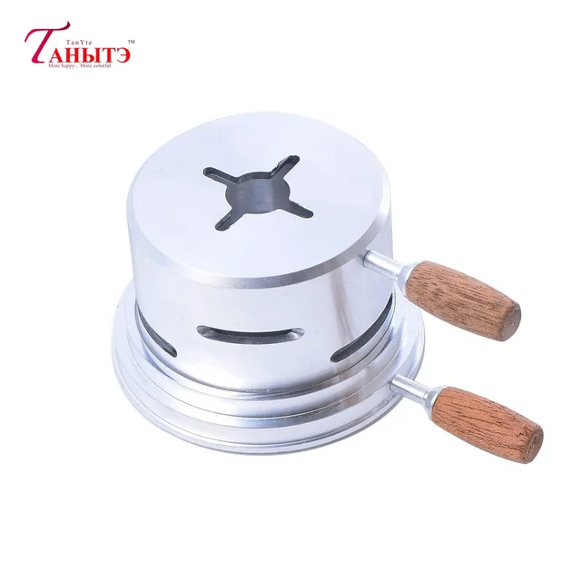 1pc 70mm Metal cross carbon spacer with wooden handle durable portable hookah cigarette supplies carbon bowl hookah accessories